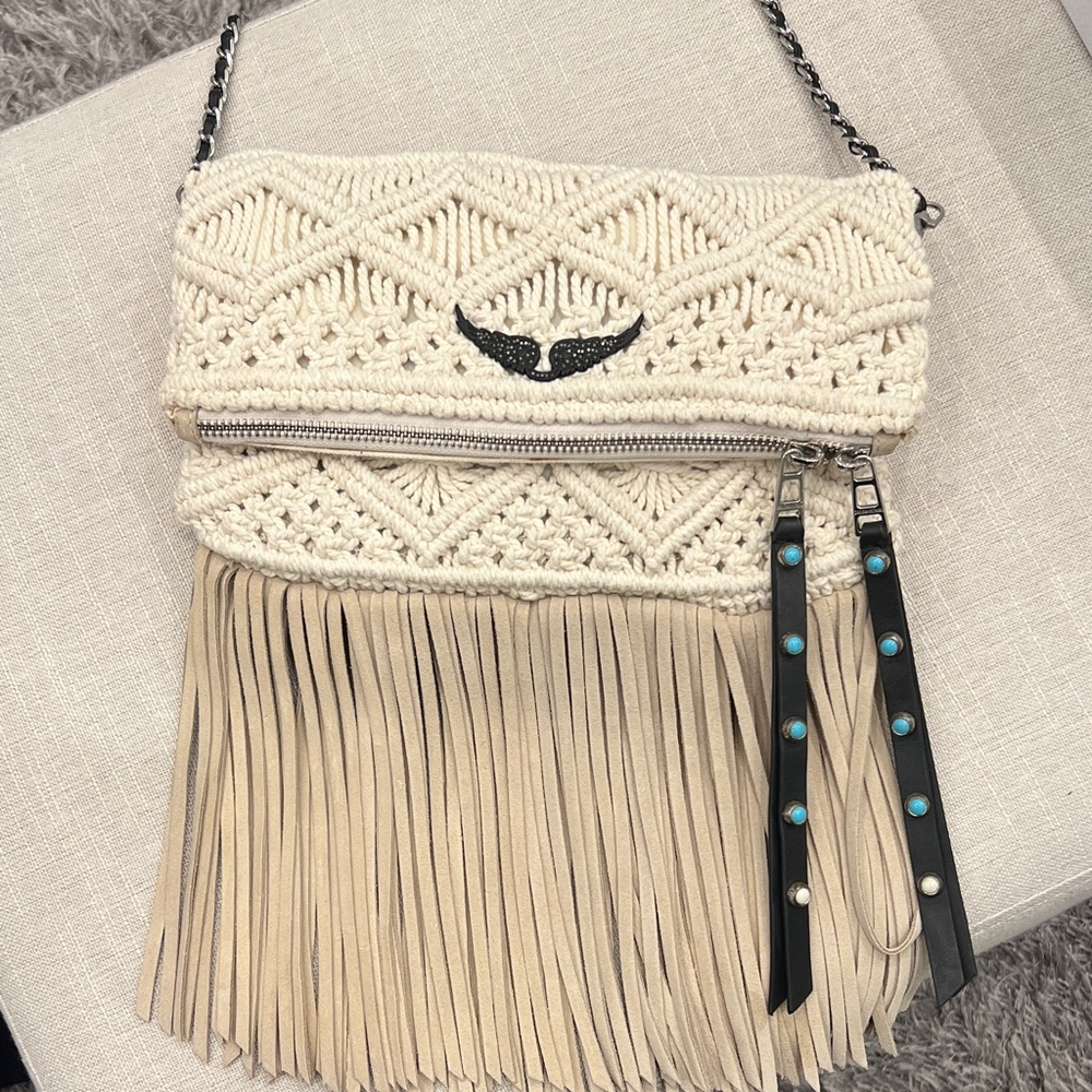 Zadig & Voltaire Cream Crochet Crossbody Bag